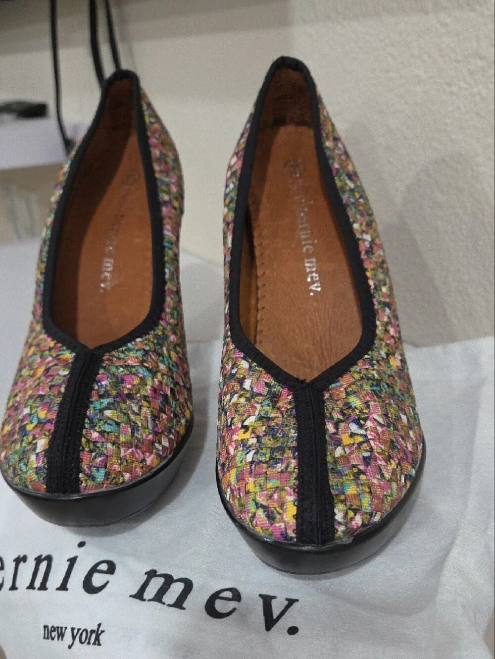 bernie mev. Multicolor Tweed Platform Pumps with Black Trim